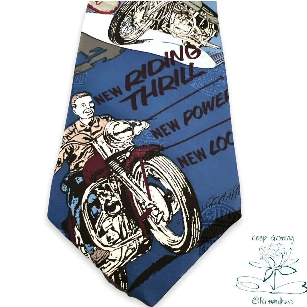 Harley Davidson | Ralph Marlin | Made in USA | Silk Necktie 1990’s Vintage